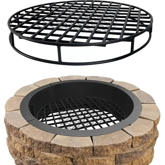 FEBTECH 29.5" Round Fire Pit Grate with Ember Catcher for Camping Fire Pit