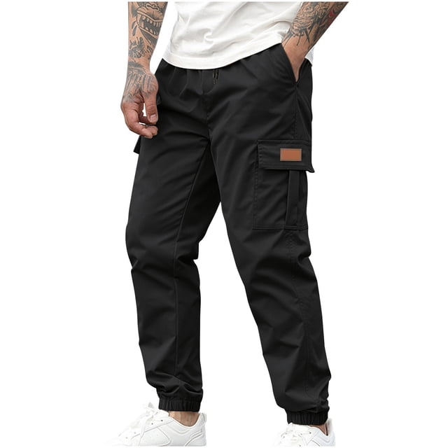 cfhntfmh Pantalons Cargo pour Hommes Décontractés de Couleur Unie Joggers à Multiples Poches Pantalons de Travail d'Extérieur Pantalons de Randonnée pour Hommes