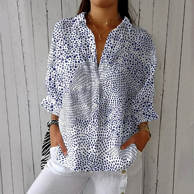 Chemises Seductiva pour Femmes Liquidation pour Femmes Chemise Rétro Artistique à Imprimé Floral Chemise à Imprimé Artistique Chemise Décontractée à Col en V