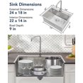 thumbnail image 6 of 24x18 Inch Drop In Kitchen Sink 16 Gauge Stainless Steel Top mount Sinks Deep Single Bowl Sink with Hot & Cold Water Faucet, Silver, 6 of 7