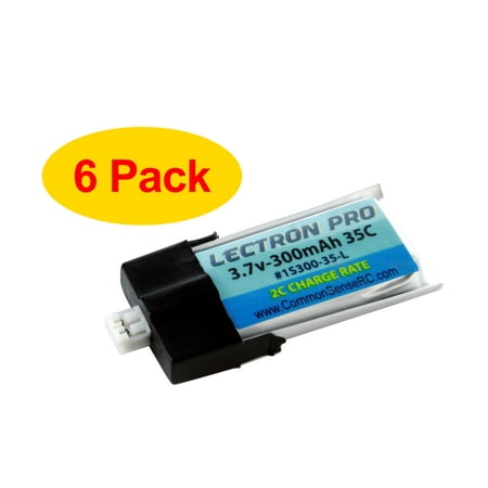 6-Pack of Lectron Pro 3.7V 300mAh 35C Lipo Battery with MCPX Connector for Blade Nano QX 3D and mCP