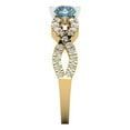 thumbnail image 3 of 1.42 ctw Solitaire with Zirconia Diamond Accents Anniversary Ring for Women | Round Cut Blue Moissanite | Hyperallergenic Solid 14K Yellow/White Gold, 3 of 5