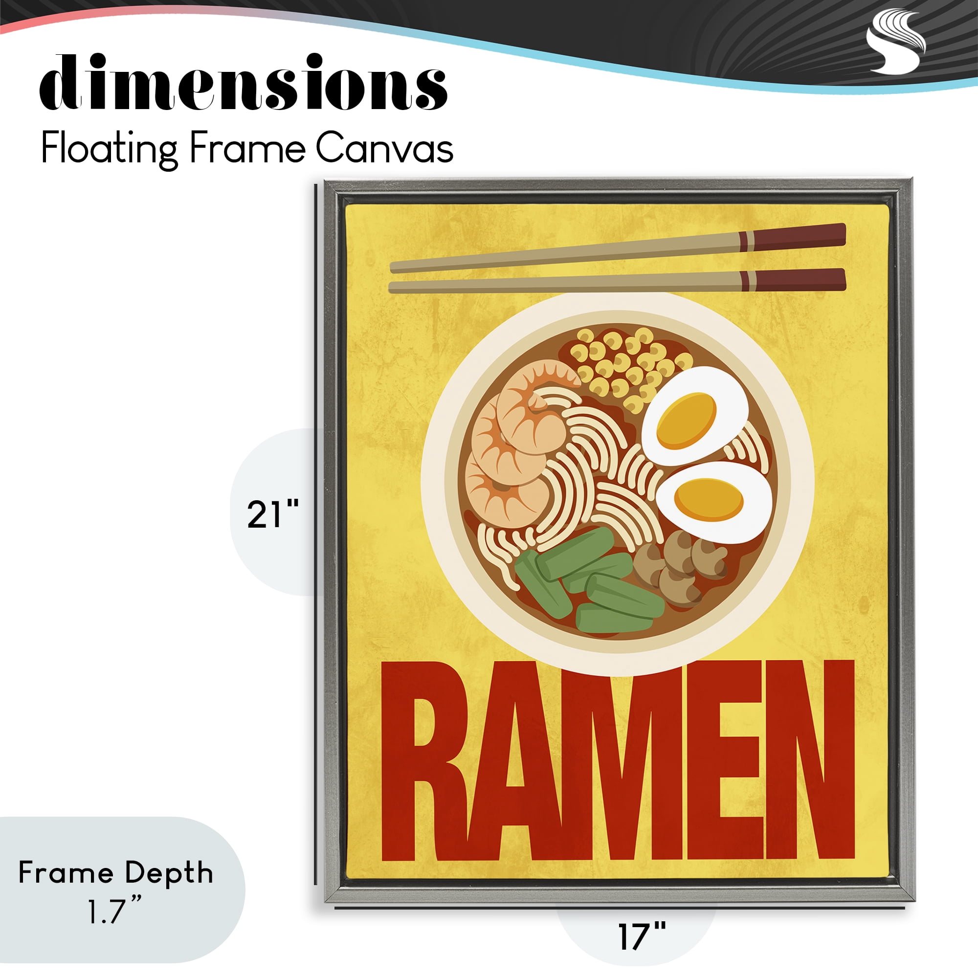 Stupell Industries Bright Ramen & Chopsticks Gray Framed Floater Canvas Wall Art, design by Marcus Prime