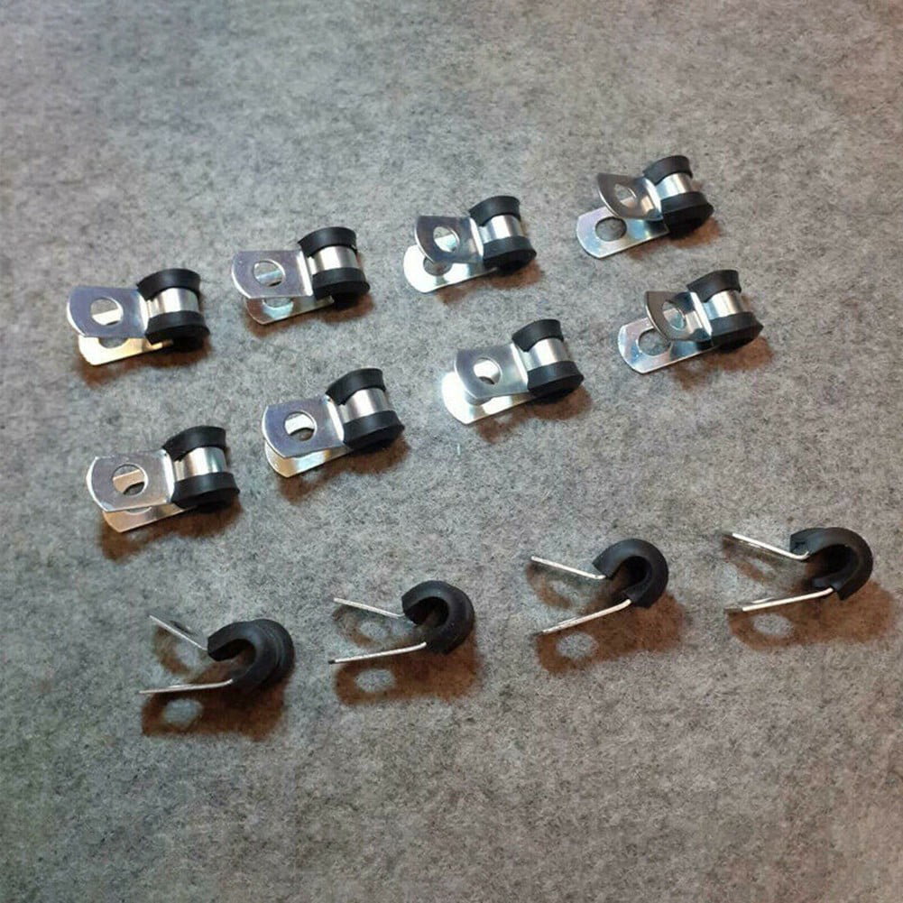 10x 5mm Stainless Steel Rubber Lined P Clips For 3/16" Clutch Brake Pipe 