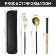 thumbnail image 2 of 3-piece stainless steel travel camping tableware set fork spoon chopsticks with portable box, 2 of 5