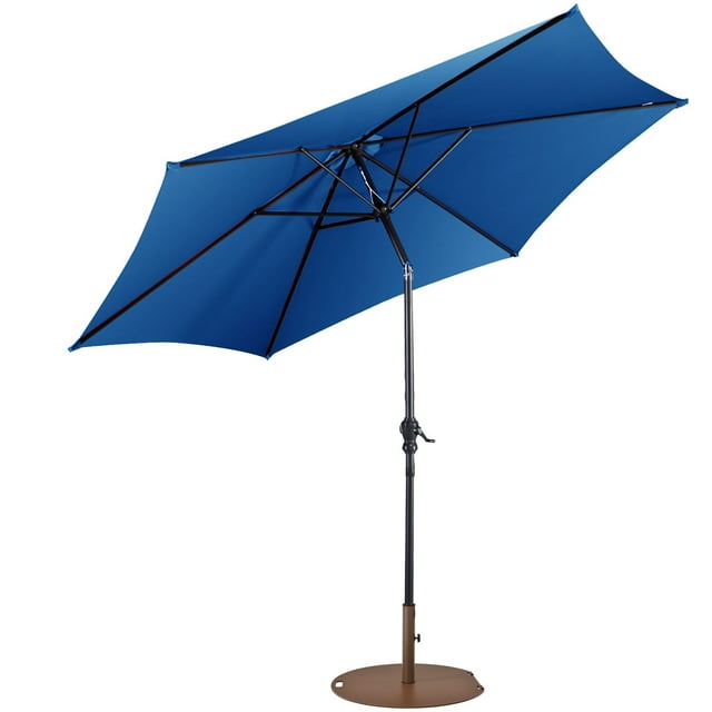 Costway Parasol de Patio 9 Pieds Extérieur avec Support de Parasol Rond de 50 LBS avec Roues