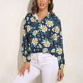 thumbnail image 3 of Black White Daisies Ditsy Long Sleeve Blouse Woman Streetwear Casual Shirts Summer Oversize Woman Streetwear Clothing Birthday Present, 3 of 7