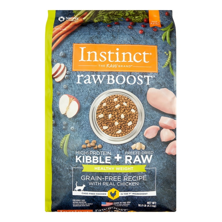 Instinct Raw Boost Healthy Weight Grain Free Recipe with Real Chicken Natural Dry Cat Food by Nature s Variety 10 lb. Bag Walmart