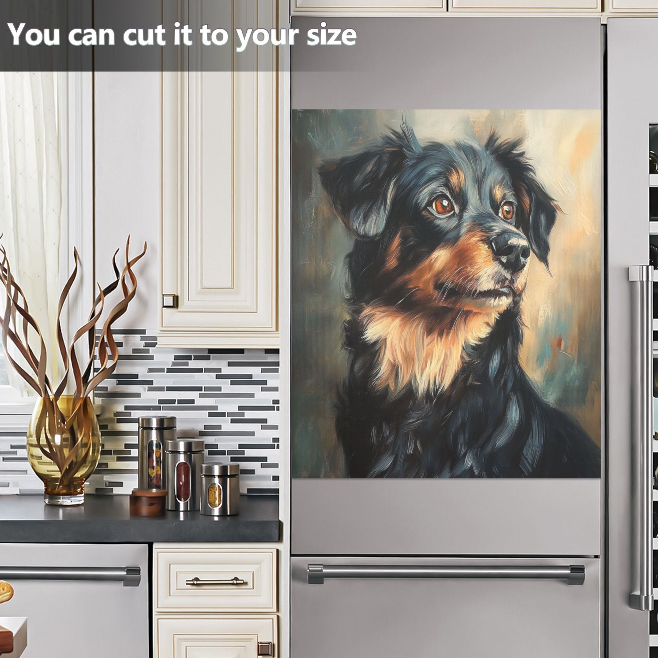 Dishwasher Magnetic Sticker 23x26 Inch Refrigerator Magnetic Sticker Washing Machine Magnetic Sticker Kitchen Panel Magnetic Sticker Home Decor Black Pretty Dog
