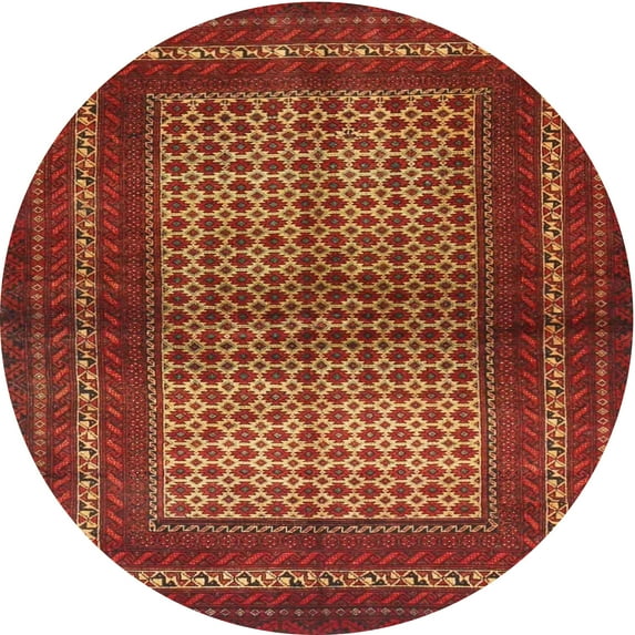 Ahgly Company Indoor Round Traditional Red Persian Area Rugs, 4' Round