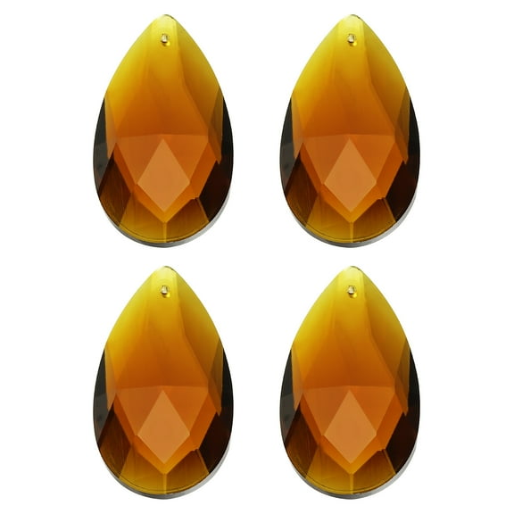 Uxcell K9 Crystal Pendants Teardrop Beads, 4 Pack 50mm Chandelier Prisms Parts Hanging Beads DIY Lamp for Arts Crafts Decoration, Amber