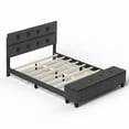 thumbnail image 2 of Costway Full Upholstered Bed Frame with Ottoman Storage Linen Button Tufted Headboard, 2 of 10