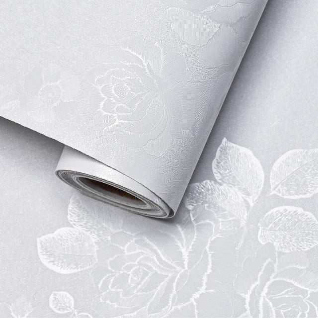 Papel Tapiz Lativo Floral Blanco con Relieve Autoadhesivo