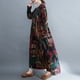 thumbnail image 2 of Vestido vintage suelto con estampado de bolsillos Vestido de manga larga con cuello en O Irfora  Vestido de mujer, 2 of 7