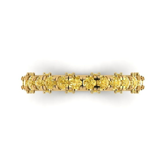 3.13 ctw Wedding Band for Women - 18K Yellow Gold Simulated Yellow Diamond Stackable Eternity Ring