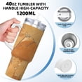 thumbnail image 3 of 40zo Ice Bar Cup With Handle Double Insulation Large Capacity Rust Prevention For Daily Travel And Other Scenes Sandybrown Marble_1, 3 of 8