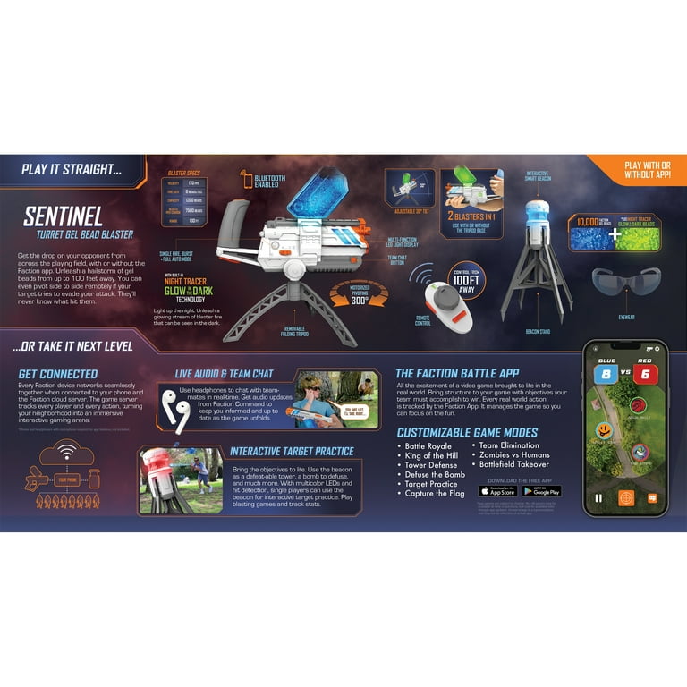 Faction Sentinel Turret Gel Bead Blaster w/ Smart Beacon - Walmart.com