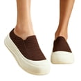 thumbnail image 4 of Viluyesy Women's Platform Sneakers Chunky Slip On Comfortable Breathable Knit Walking Shoes Non Slip Casual Flats Coffee Size 8, 4 of 9