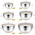 thumbnail image 5 of TINANA 26PCS Stainless Steel Mixing Bowls with Lids Set, Nesting Mixing Bowl Set with Non-Slip Bottom Graters Tools Gadgets, 7/4/3.5/2.5/2/1.5QT Metal Salad Bowls for Serving Prepping Baking, Khaki, 5 of 6