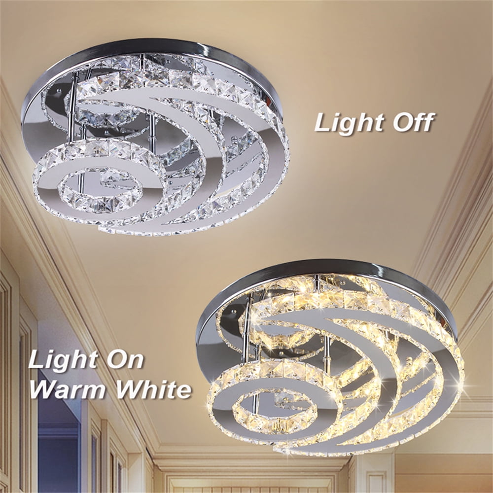 FRIXCHUR Modern LED Moon Crystal Ceiling Light for Dining Room Bedroom Living Room(Warm White)