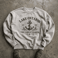 thumbnail image 2 of Lake Ontario Est 1615 Anchor Great Lakes Graphic Crewneck Sweatshirt, Unisex Fit, 2 of 9