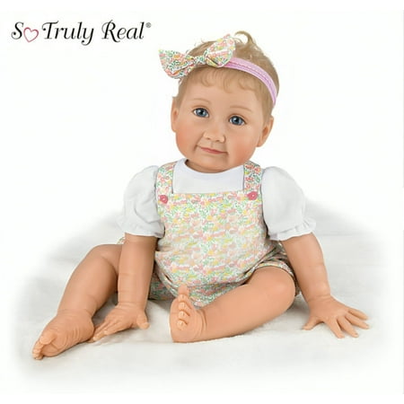 The Ashton-Drake Galleries Sugar and Spice Baby Doll So Truly Real® Lifelike Doll with Hand-Rooted Hair, RealTouch® Vinyl & Custom Outfit – Exclusive Collectible by Sherry Miller 21-Inches