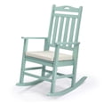 thumbnail image 3 of Ktaxon Outdoor Wooden Rocking Chair with Cushion, 26.2" Wide Poplar Patio Rocker for Porch Lawn, High Back Comfort, Mint Green, 3 of 11