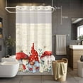 thumbnail image 3 of Mushrooms Gnome No Hook Shower Curtain with Snap in Liner Spring Floral Leaf Butterfly Beige Background Waterproof Bathroom Shower Curtain with See Through Top Window for Bathtub 54" x 78", 3 of 9