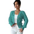 thumbnail image 5 of Women's Bowknot Chunky Knit Cardigan Sweaters Open Front Cozy Long Sleeve Button Up Cardigan for Winter Green XL, 5 of 10