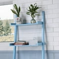 thumbnail image 3 of 5-Tier Leaning Ladder Book Shelf, Modern Storage Rack with Open Shelves, Solid Wood Legs Display Rack for Home Office, Living Room, Bedroom (Sky Blue), 3 of 9