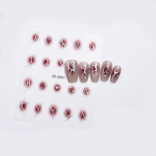 Ganfancp 5D Nail Art Stickers Pegatina Blanca Autoadhesiva Nail Art Sticker Rebajas Hoy Liquidación 1 Hoja de Pegatinas Nail Art