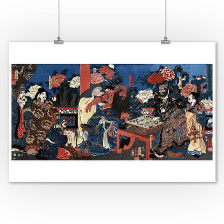 Doctor Huatuo Attending to the Warrior Guanyu's Arm Wound - Japanese Wood-Cut Print (9x12 Art Print, Wall Decor Travel