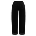 thumbnail image 5 of OIOLOYJM Corduroy Pants Women Casual Mid Waisted Pants Elastic Drawstring Straight Leg Baggy Trousers Comfortable Sweatpants with Pockets Black XL, 5 of 5