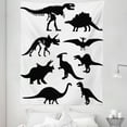thumbnail image 1 of Dinosaur Tapestry, Prehistoric Skeleton Bone Black Silhouettes of Different Wild Dinosaurs, Fabric Wall Hanging Decor for Bedroom Living Room Dorm, 5 Sizes, Black White, by Ambesonne, 1 of 1