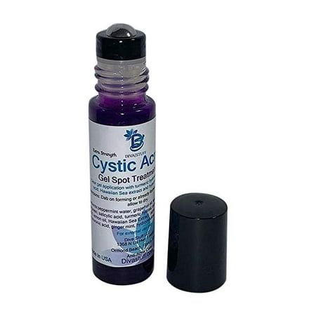Roller Ball Applicator Cystic Acne Spot Treatment, Overnight Results, By Diva Stuff, For Mild to Severe Acne With Salicylic Acid, Hawaiian Sea Extract,Hyaluronic Acid, Lactic Acid & (Best Way To Deal With Cystic Acne)