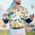 thumbnail image 4 of Fotbe Dinosaurs and Tropical Leaves Baseball Jersey Shirt for Men and Women, Casual Short Sleeves Button Down T-Shirt-XX-Large, 4 of 9