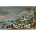 thumbnail image 3 of Daniel Van Heil 24x17 Black Modern Framed Museum Art Print Titled - A Winter Townscape with Figures Skating on a Frozen River, 3 of 5