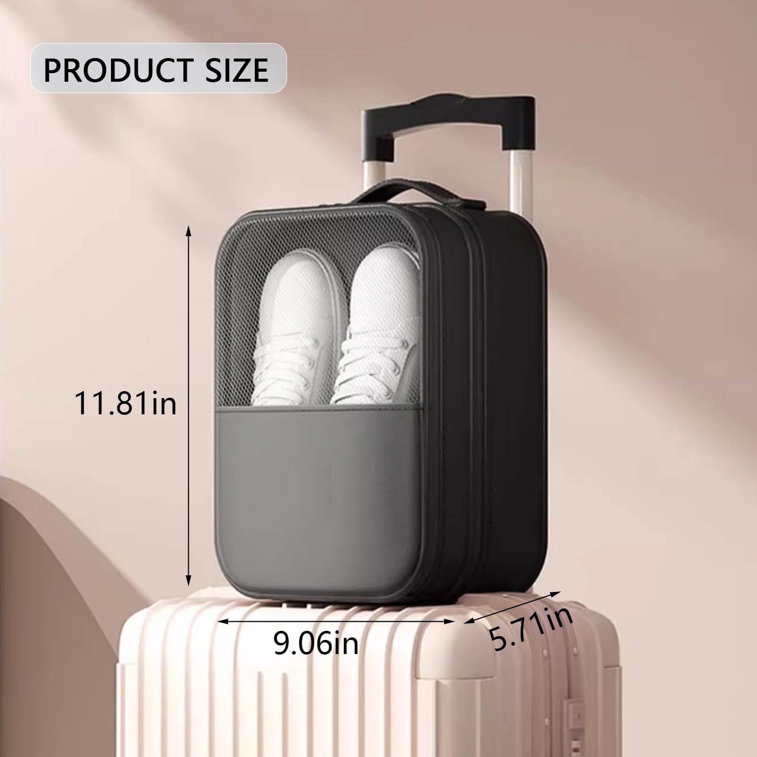 Shoe Bags for Travel - Holds 3 Pair of Shoes, Portable Storage Bag Organizer, Travel Luggage Shoe Organizer (Black)