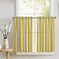Cotton 2 Inch Wide Stripes Print Café Tier Curtains Window Treatment Kitchen Home Décor