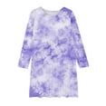 thumbnail image 2 of Odeerbi Kids Girls Fall Long Sleeve Tie-dye Dress Party Swing A Line Dress Casual Strechy Crewneck Flowy Dress Twirly School Recital Dress Light Purple, 2 of 4