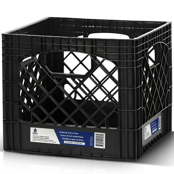 Gorilla Crates: Milk Crate: 16 Qt - Black - 13x13x11" Multi-Purpose Storage Solution, Stackable Organization, Heavy-Duty Plastic Bin, Built-In Handles