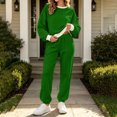 thumbnail image 7 of Womens Sweatsuits Plaid Printed Crewneck Sweatshirt Sports Jogger Pants Sets Loose Fit Casual Fall Outfits (M, Green), 7 of 7