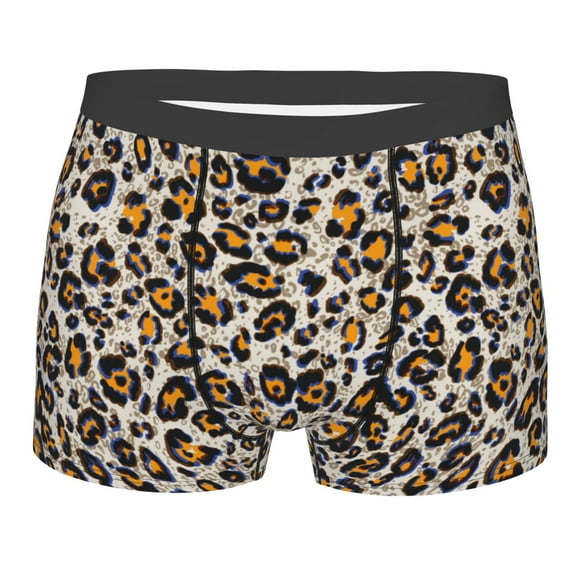 Salouo Leopard Print Men's Boxer Briefs,Breathable Underwear Elastic Waistband Briefs for Men -Medium