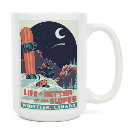 

15 fl oz Ceramic Mug Whistler Canada Life is Better on the Slopes Contour Dishwasher & Microwave Safe