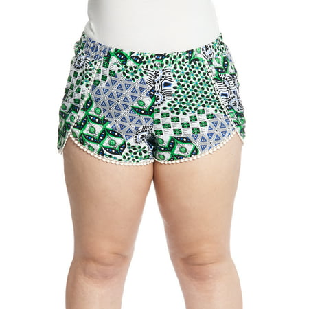 Glamsia - Women's Plus Size Elastic Waistband Crochet Shorts - Walmart ...