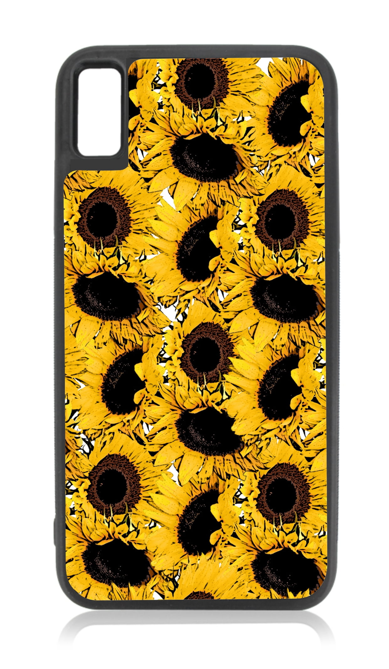 Sunflower Flowers Floral Pattern Print Black Rubber Case For IPhone
