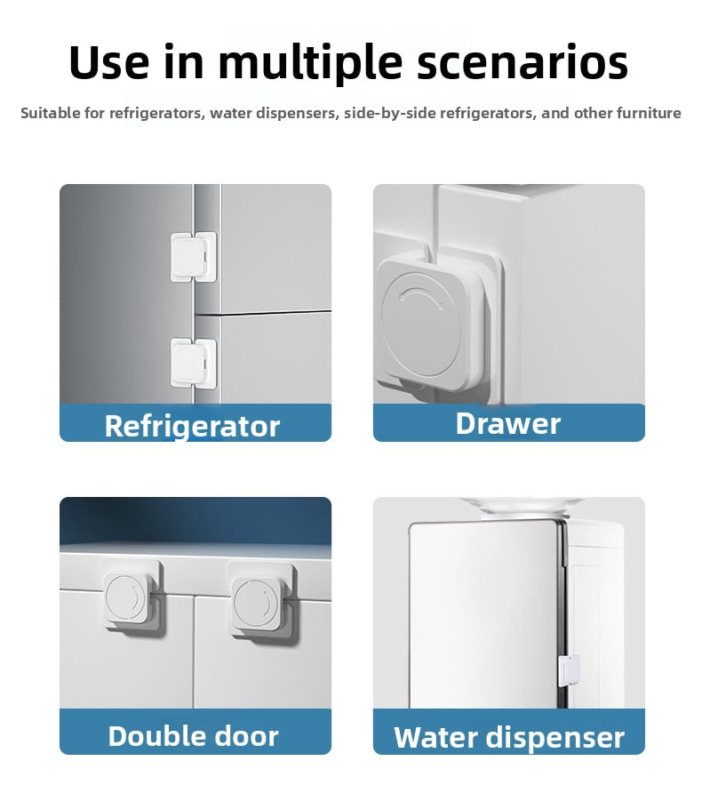 XIHAMA Multifunctional lock - 10 pieces, White, child safety lock for refrigerator drawers, furniture doors, and cabinets