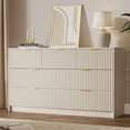 thumbnail image 6 of FURNIWAY Beige 7 Drawer Dresser for Bedroom, Modern Fluted Dresser with Gold Metal Handles, Wide Chest of Drawers for Bedroom,Living Room, Entryway, Hallway, 6 of 7