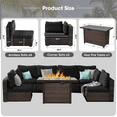thumbnail image 4 of TANGJEAMER 7 Pieces All-Weather PE Rattan Sectional Sofa with Cushions and Fire Pit Table for Party and Family Gathering(Black cushions), 4 of 11