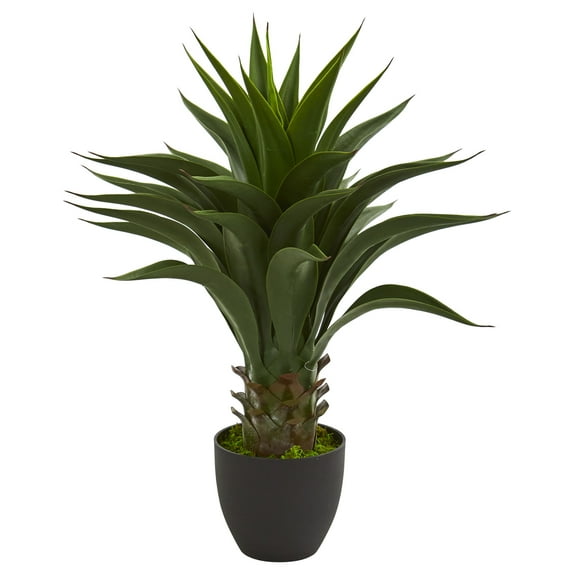 Nearly Natural 28" Plastic and Polyester Agave Artificial Plant, Green